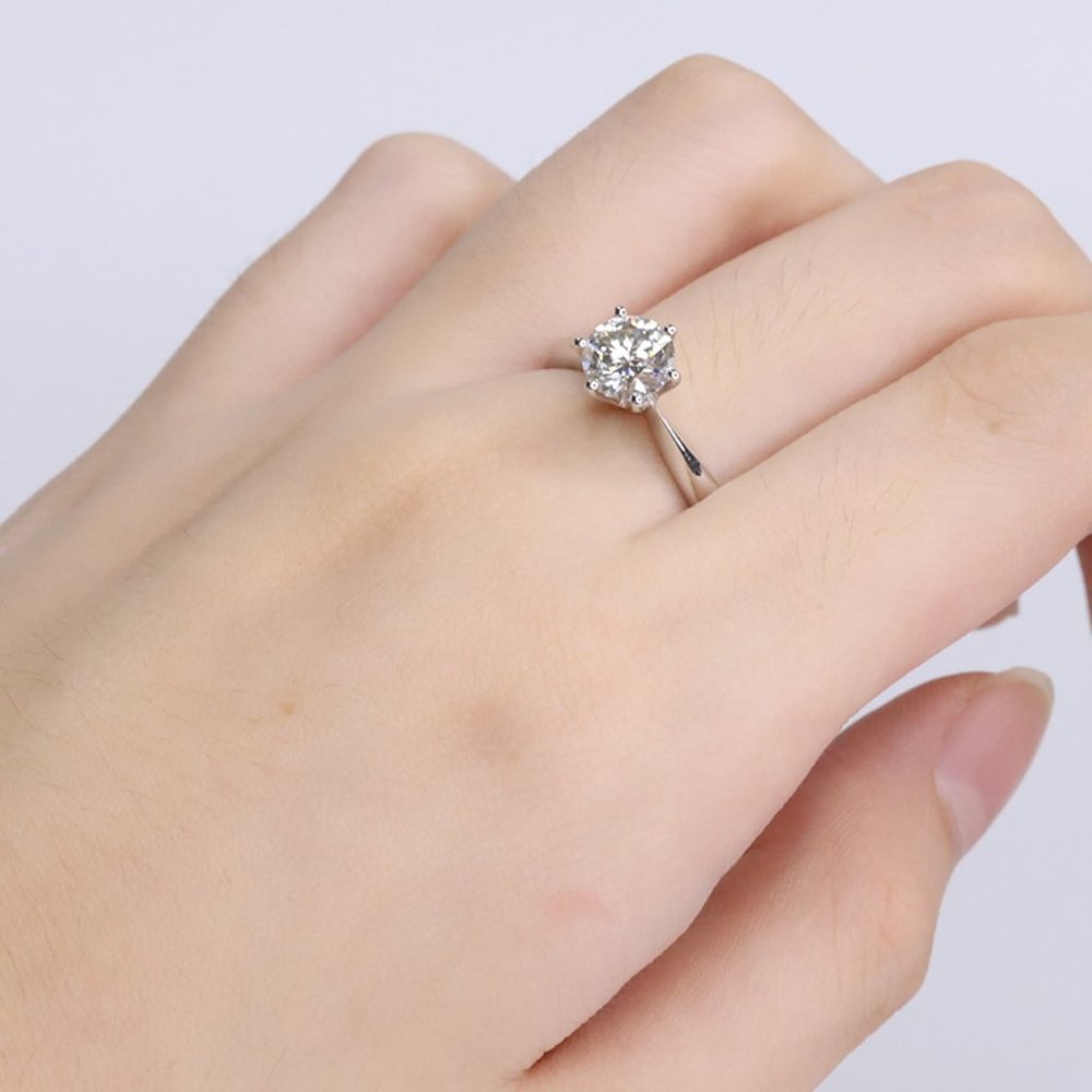 Moissanite Diamond Solitaire Engagement Ring.
